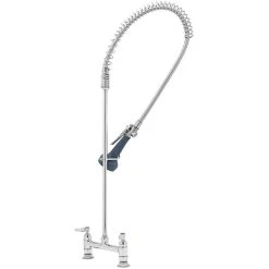 T&S Brass And Bronze Works T&S B-0123-08C EasyInstall Deck Mounted 44 13/16" High Pre-Rinse Faucet With Adjustable 8" Centers, Ergonomic Low Flow Spray Valve, And 44" Hose