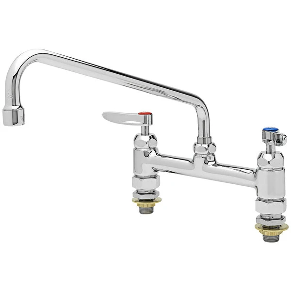 T&S Brass And Bronze Works T&S B-0221-CC-CR Deck Mount Mixing Faucet With 8" Centers And Cerama Cartridges - 12" Spread
