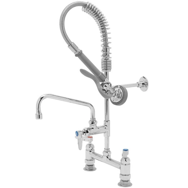 T&S Brass And Bronze Works T&S MPX-8DLN-08-CR EasyInstall Deck Mounted 24 9/16" High Mini Pre-Rinse Faucet With Adjustable 8" Centers, Angled Spray Valve, 24" Hose, 8" Add-On Faucet, And 6" Wall Bracket 3 T&S Brass And Bronze Works T&S MPX-8DLN-08-CR EasyInstall Deck Mounted 24 9/16" High Mini Pre-Rinse Faucet With Adjustable 8" Centers, Angled Spray Valve, 24" Hose, 8" Add-On Faucet, And 6" Wall Bracket