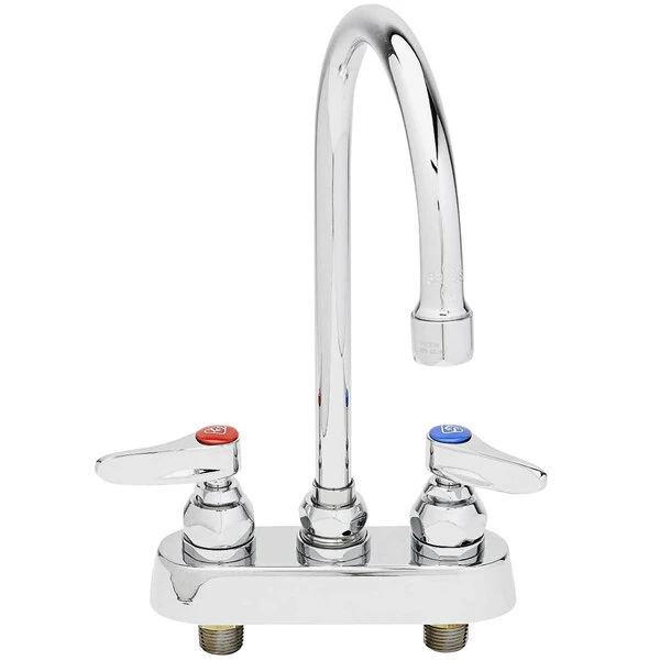 T&S Brass And Bronze Works T&S B-1140 Deck Mounted Workboard Faucet With 3 1/2" Centers And 5 3/4" Swivel Gooseneck Spout
