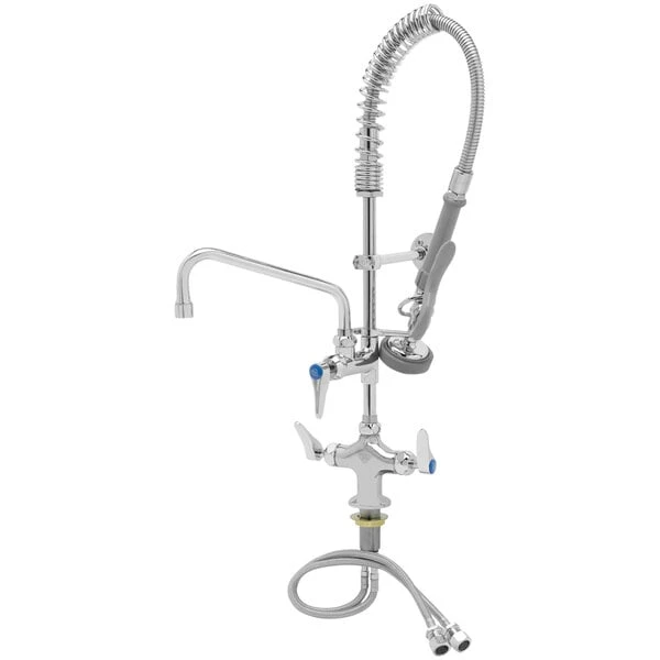 T&S Brass And Bronze Works T&S MPZ-2DLN-08-CRF Low Profile Deck Mounted Pre-Rinse Faucet With Flex Inlets, 24" Hose, 1.15 GPM Spray Valve, 8" Add-On Faucet, And Wall Bracket 3 T&S Brass And Bronze Works T&S MPZ-2DLN-08-CRF Low Profile Deck Mounted Pre-Rinse Faucet With Flex Inlets, 24" Hose, 1.15 GPM Spray Valve, 8" Add-On Faucet, And Wall Bracket