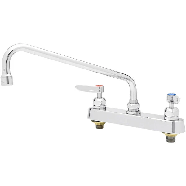 T&S Brass And Bronze Works T&S B-1123-CR Deck Mounted Workboard Faucet With 8" Centers, 12" Swing Spout, 2.2 GPM Aerator, Cerama Cartridges, And Lever Handles