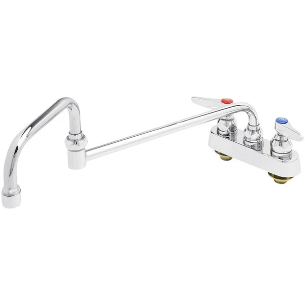 T&S Brass And Bronze Works T&S B-1131 Deck Mounted Workboard Faucet With 4" Centers - 18" Double Jointed Swing Nozzle
