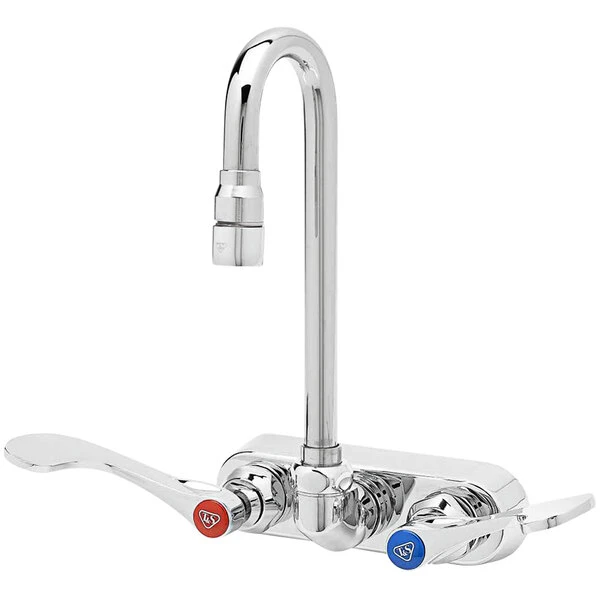 T&S Brass And Bronze Works T&S B-1115-132X-02 Wall Mount Workboard Faucet With 4" Centers, 2 7/8" Gooseneck Spout, 4" Wrist Action Handles, Escutcheon And Tailpieces 3 T&S Brass And Bronze Works T&S B-1115-132X-02 Wall Mount Workboard Faucet With 4" Centers, 2 7/8" Gooseneck Spout, 4" Wrist Action Handles, Escutcheon And Tailpieces
