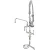 T&S Brass And Bronze Works T&S MPZ-2DCN-08-CR EasyInstall Deck Mounted 24 13/16" High Mini Pre-Rinse Faucet With Flex Inlets, Club Handles, 24" Hose, 8" Add-On Faucet, And 6" Wall Bracket