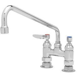 T&S Brass And Bronze Works T&S B-2283-065X Deck Mounted Faucet With 18" Swing Nozzle, 4" Adjustable Centers, 17.9 GPM Stream Regulator Outlet, Eterna Cartridges, And Lever Handles