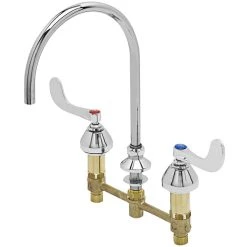 T&S Brass And Bronze Works T&S B-2862-08-LF16 Deck Mount Faucet With 8" Centers, 4" Wrist Action Handles, And EasyInstall Inlets - 12 1/8" High Gooseneck With 8 11/16" Length