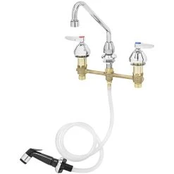 T&S Brass And Bronze Works T&S B-2365 Vandal Resistant Easy Install Deck Mount Faucet With 8" Centers, 9" Swing Nozzle, Eterna Cartridges, And Sidepsray