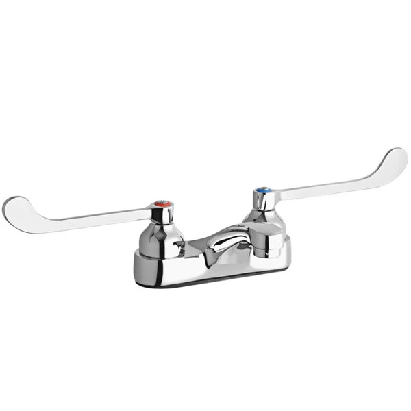 Elkay LK402T6 Deck Mount Chrome Faucet With 6" Wristblade Handles And 4" Centers