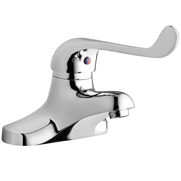 Elkay LK422L7 Deck Mount Chrome Faucet With 7" Wristblade Handle And 4" Centers