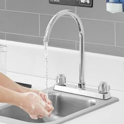 Regency Plumbing & Hardware Regency Deck Mount Faucet With 8 1/2" Swivel Gooseneck Spout And 8" Centers