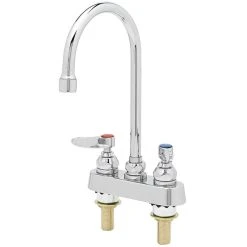 T&S Brass And Bronze Works T&S B-1141-XS Deck Mount Workboard Faucet With 4" Centers, 5 3/4" Gooseneck Spout, Escutcheon, And Tailpieces
