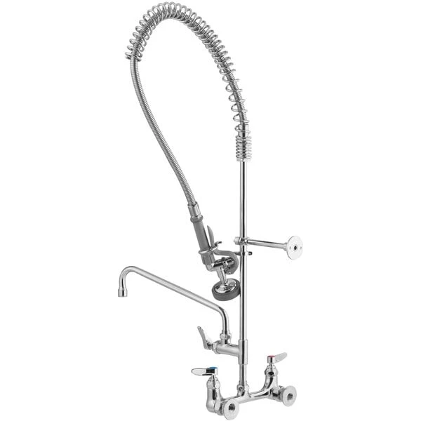 T&S Brass And Bronze Works T&S B-0133-ADF12-B EasyInstall Wall Mounted 37 9/16" High Pre-Rinse Faucet With Adjustable 8" Centers, 1.15 GPM Spray Valve, 44" Hose, 12" Add-On Faucet, And 6" Wall Bracket - Image 3