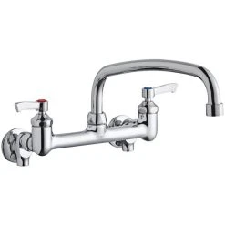 Elkay LK940AT14L2S Wall-Mounted Faucet With 8" Centers, 14" Arc Tube Swing Spout, And 2" Lever Handles