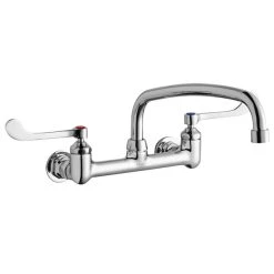 Elkay LK940AT12T6H Wall-Mounted Faucet With 8" Centers, 12" Arc Tube Swing Spout, 1.5 GPM Aerator, And 6" Wristblade Handles