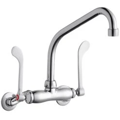 Elkay LK945HA08T6T Wall-Mounted Faucet With 3" - 8" Adjustable Centers, 8" High Arc Swing Spout, 1.5 GPM Aerator, And 6" Wristblade Handles