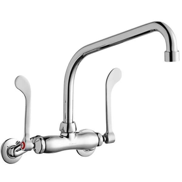 Elkay LK945HA10T6T Wall-Mounted Faucet With 3" - 8" Adjustable Centers, 10" High Arc Swing Spout, 1.5 GPM Aerator, And 6" Wristblade Handles 3 Elkay LK945HA10T6T Wall-Mounted Faucet With 3" - 8" Adjustable Centers, 10" High Arc Swing Spout, 1.5 GPM Aerator, And 6" Wristblade Handles