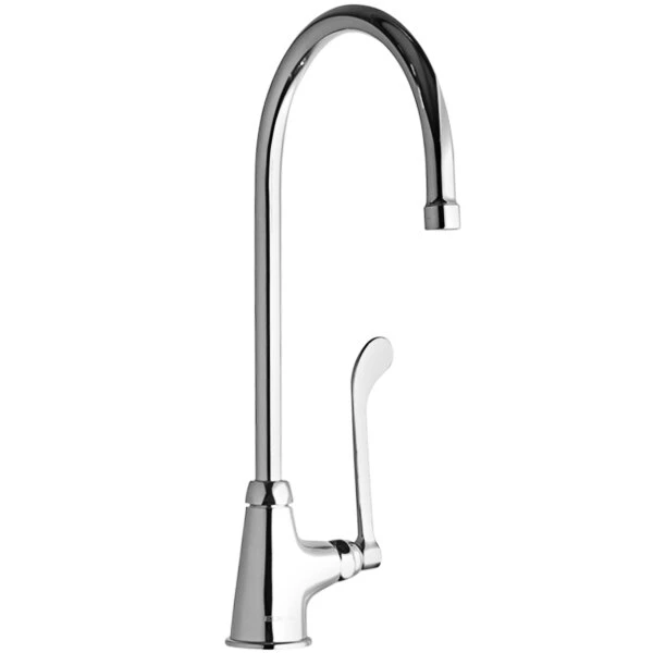 Elkay LK535GN08T6 Deck Mounted Faucet With Single Base, 8" Gooseneck Swing Spout, 1.5 GPM Aerator, And 6" Wristblade Handle