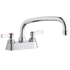 Elkay LK406AT10L2 Deck Mount Faucet With 4" Centers, 10" Arc Tube Swing Spout, 1.5 GPM Aerator, And 2" Lever Handles