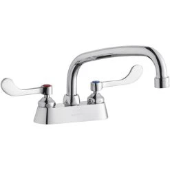 Elkay LK406AT08T4 Deck Mount Faucet With 4" Centers, 8" Arc Tube Swing Spout, 1.5 GPM Aerator, And 4" Wristblade Handles