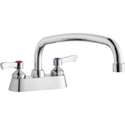 Elkay LK406AT14L2 Deck Mount Faucet With 4" Centers, 14" Arc Tube Swing Spout, 1.5 GPM Aerator, And 2" Lever Handles