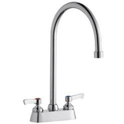 Elkay LK406GN08L2 Deck Mount Faucet With 4" Centers, 8" Gooseneck Swing Spout, 1.5 GPM Aerator, And 2" Lever Handles