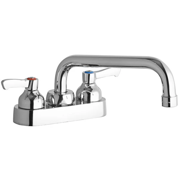 Elkay LK406TS08L2 Deck Mount Faucet With 4" Centers, 8" Tube Swing Spout, 1.5 GPM Aerator, And 2" Lever Handles