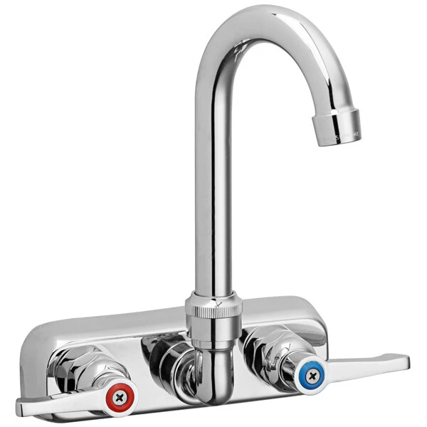 Elkay LKB400 Wall Mount Faucet With 4" Centers, 3 1/2" Gooseneck Spout, 2.2 GPM Aerator, And 2" Lever Handles