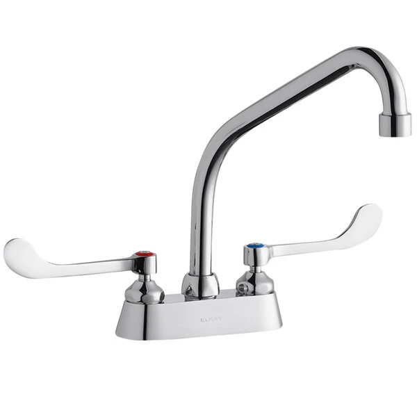 Elkay LK406HA08T6 Deck Mount Faucet With 4" Centers, 8" High Arc Swing Spout, 1.5 GPM Aerator, And 6" Wristblade Handles