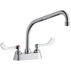 Elkay LK406HA10T4 Deck Mount Faucet With 4" Centers, 10" High Arc Swing Spout, 1.5 GPM Aerator, And 4" Wristblade Handles
