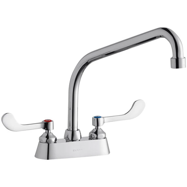 Elkay LK406HA10T6 Deck Mount Faucet With 4" Centers, 10" High Arc Swing Spout, 1.5 GPM Aerator, And 6" Wristblade Handles