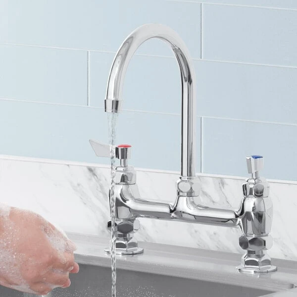Waterloo Deck Mount Faucet With 6" Gooseneck Spout And 8" Centers 3 Waterloo Deck Mount Faucet With 6" Gooseneck Spout And 8" Centers