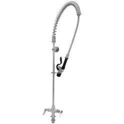 Eversteel By T&S S-0113-BJ Stainless Steel Single Hole Base Deck Mount Mixing Faucet And Pre-Rinse Unit With 1.07 GPM Spray Valve