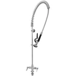 Eversteel By T&S S-0113-BY Stainless Steel Single Hole Base Deck Mount Mixing Faucet And Pre-Rinse Unit With 1.15 GPM Spray Valve