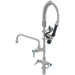 T&S Brass And Bronze Works Eversteel By T&S SMPM-2DLN-08 Stainless Steel Deck Mount Mixing Faucet With 8" Swing Nozzle And Mini Pre-Rinse Unit With 1.07 GPM Spray Valve