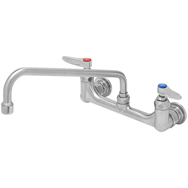 T&S Brass And Bronze Works Eversteel By T&S S-0231 Stainless Steel Wall Mount Double Pantry Faucet With 12" Swing Nozzle