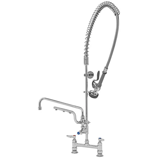 T&S Brass And Bronze Works T&S B-0123-U12-B Ultrarinse Deck Mount Pre-Rinse Faucet With 8" Centers, 12" Swing Nozzle, And 10" 1.5 GPM Sprayer Arm