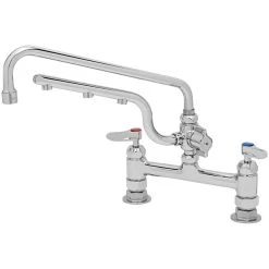 T&S Brass And Bronze Works T&S B-0221-U12-CR Ultrarinse 8" Deck Mount Mixing Faucet With 12" Swing Nozzle And 10" 1.5 GPM Sprayer Arm