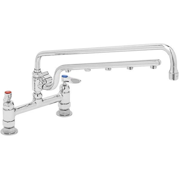 T&S Brass And Bronze Works T&S B-0220-U18-CR Ultrarinse 8" Deck Mount Mixing Faucet With 18" Swing Nozzle And 16" 1.5 GPM Sprayer Arm