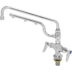 T&S Brass And Bronze Works T&S B-0201-U12-CR Ultrarinse Single Hole Deck Mount Mixing Faucet With 12" Swing Nozzle And 10" 1.5 GPM Sprayer Arm