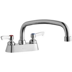 Elkay LK406AT12L2 Deck Mount Faucet With 4" Centers, 12" Arc Tube Swing Spout, 1.5 GPM Aerator, And 2" Lever Handles