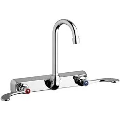Chicago Faucet Company Chicago Faucets W8W-GN1AE35-317AB Wall-Mounted Manual Sink Faucet With 3 1/2" Gooseneck Spout And 1.5 GPM Pressure Compensating Softflo Aerator