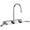 Chicago Faucet Company Chicago Faucets W8W-GN2AE35-317AB Wall-Mounted Manual Sink Faucet With 5 1/4" Gooseneck Spout And 1.5 GPM Pressure Compensating Softflo Aerator