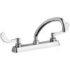Chicago Faucet Company Chicago Faucets W8D-L9E35-317ABCP Deck-Mounted Manual Sink Faucet With 8" Centers And 9 1/2" L-Type Swing Spout -Faucet Equipment Shop 2430638
