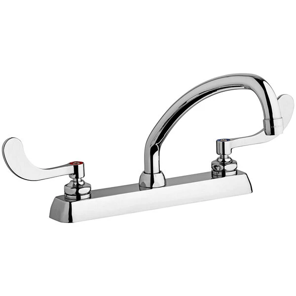 Chicago Faucet Company Chicago Faucets W8D-L9E35-317ABCP Deck-Mounted Manual Sink Faucet With 8" Centers And 9 1/2" L-Type Swing Spout