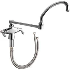 Chicago Faucet Company Chicago Faucets 50-DJ21ABCP Deck-Mounted Single-Hole Manual Sink Faucet With 21 1/4" Double-Jointed Swing Spout