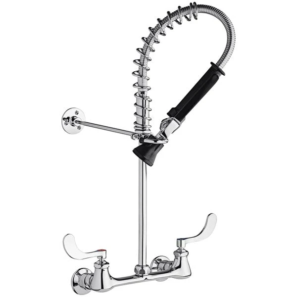 Chicago Faucet Company Chicago Faucets 523-317ABCP Mini Pre-Rinse Wall-Mounted Faucet With 4" Wristblade Handles