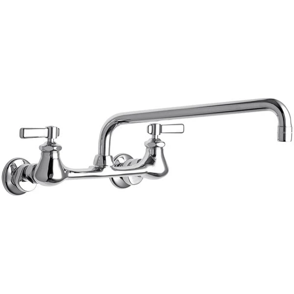 Chicago Faucet Company Chicago Faucets 540-LDL12ABCP Wall-Mounted Manual Sink Faucet With Adjustable Centers And 12" L-Type Swing Spout