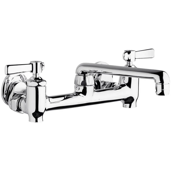 Chicago Faucet Company Chicago Faucets 640-S6E35-369YAB Wall-Mounted Manual Sink Faucet With 1.5 GPM Pressure Compensating Softflo Aerator And 2 3/8" Lever Handles