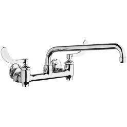Chicago Faucet Company Chicago Faucets 640-L12E35-317YAB 1.5 GPM Wall-Mounted Faucet With Adjustable Centers, 12" L-Type Swing Spout, And 4" Wristblade Handles